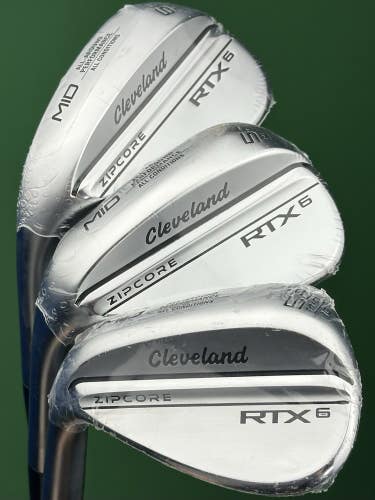 Cleveland RTX 6 Tour Satin Wedge Set LEFT Hand 52-10, 56-10, 60-10 Steel LH NEW!