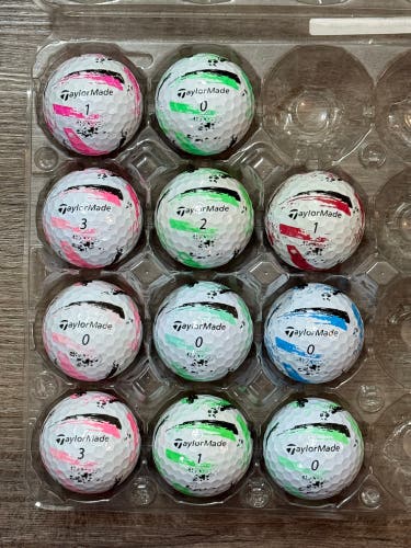 11 TaylorMade SpeedSoft Golf Balls with Ink Design - 5A/4A Condition