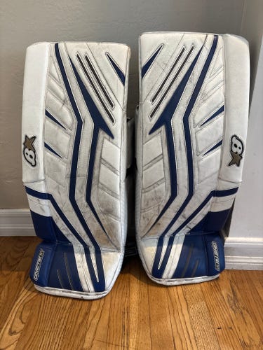 27" Brian's G-Netik X5 Blue and White Goalie Leg Pads (Used)