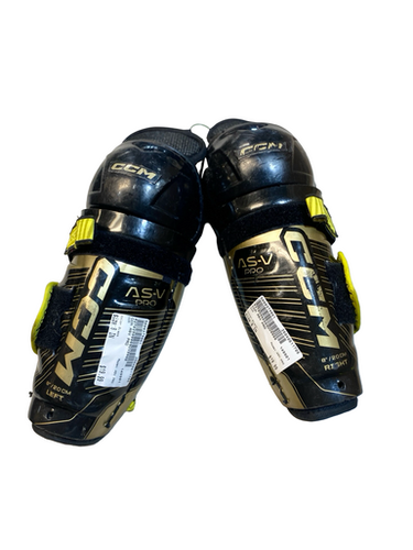 Used CCM ASV PRO Youth Shin Guards Black 8" 11706-S000374061