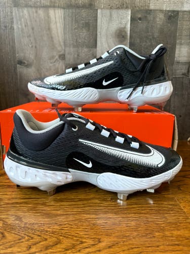 Nike Alpha Huarache Elite 4 Low Metal Black Baseball Cleats DJ6521-011 Sz 9.5