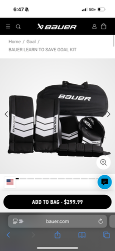 Bauer Learn to Save Regular Goalie Full Set (New) XS