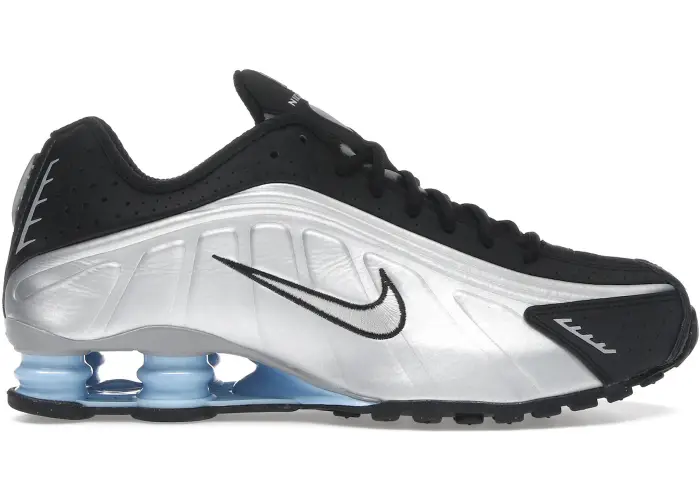 Size 9M/10.5W - Nike Shox R4 Silver Black Blue (NO BOX) Mens HQ1988-004