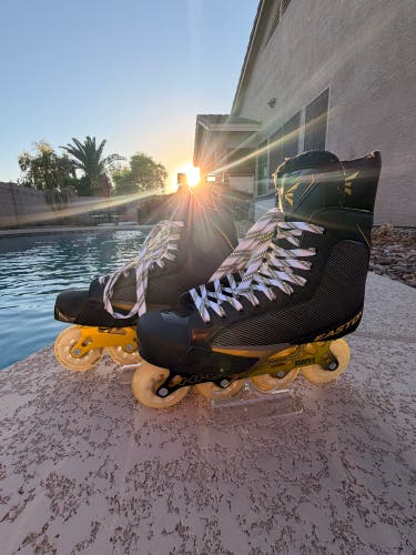 Black/Yellow Easton Stealth 65S Hockey Skates Regular Width 9.5 (Used)