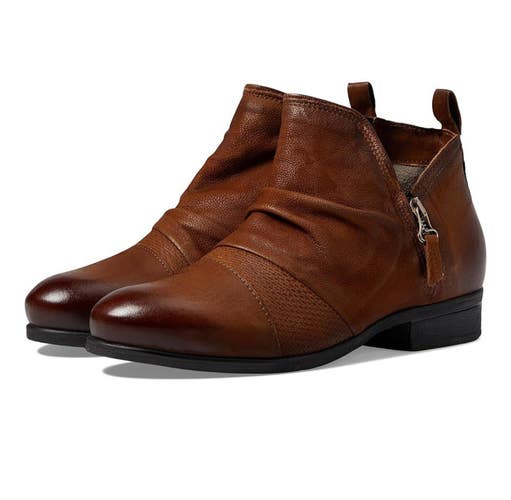Miz Mooz Slinky Bootie Women 9-9.5 B Hazelnut Leather Side Zip Ankle Boots RG135