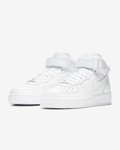 Nike Air Force 1 '07 Mid DD9625-100 Sneaker Women 10.5 White Leather Shoes RG125
