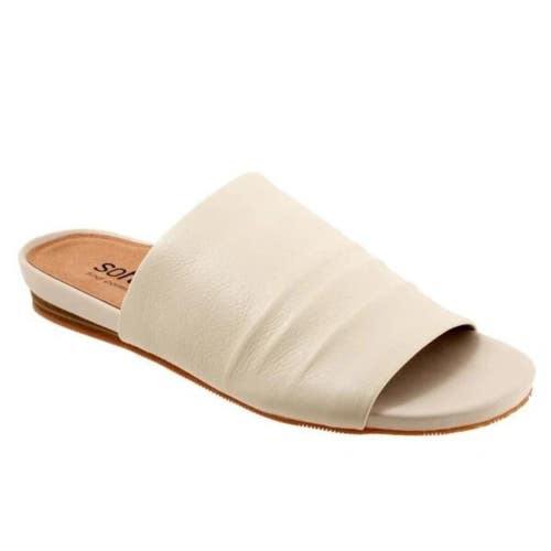 Softwalk Camano Womens US 5M Ivory Faux Leather Asymmetrical Slide Sandals RG143