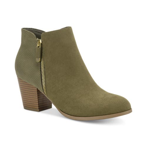 Style & Co Masrinaa Bootie Womens 7M Green Side Zip Block Heel Ankle Boots RG114