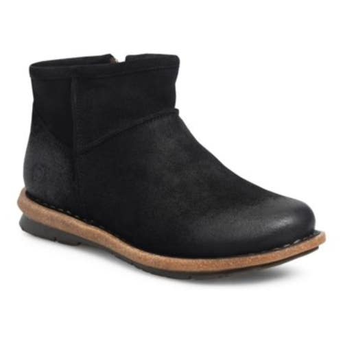 Born Tinley BR0062409 Boots Women's 10 Black Suede Leather Side Zip Bootie RG161