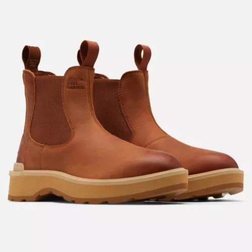 Sorel Hi-Line Boots Women's 7 Scorch Tawny Leather Round Toe Ankle Chelsea RG157