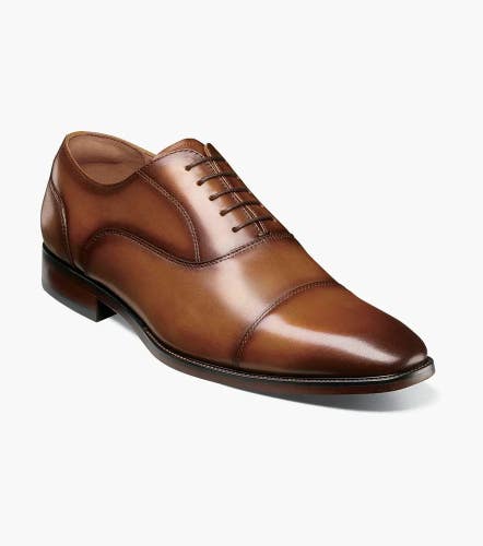 Florsheim Sorrento Lux 14447-221 Oxford Men 12W Cognac Cap Toe Dress Shoes RG184