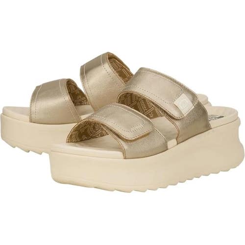 Hey Dude Delray Slide Classic 41760-96O Womens US 10W Gold Platform Sandal RG164