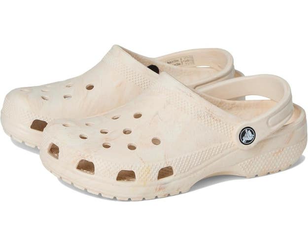Crocs Classic 211602-2LG Clog Kids 4 Beige Watercolor Marbled Casual Shoes RG163