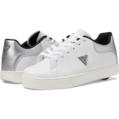 Heelys X Guess King Sneakers Kids US 10 White Silver Lace Up Skate Shoes DDK873