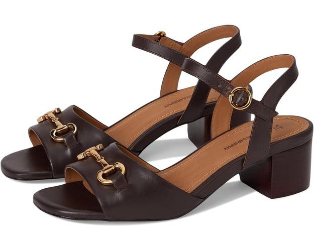 Johnston & Murphy Edith Bit Sandals Women 8M Brown Block Heel Ankle Strap DDK903