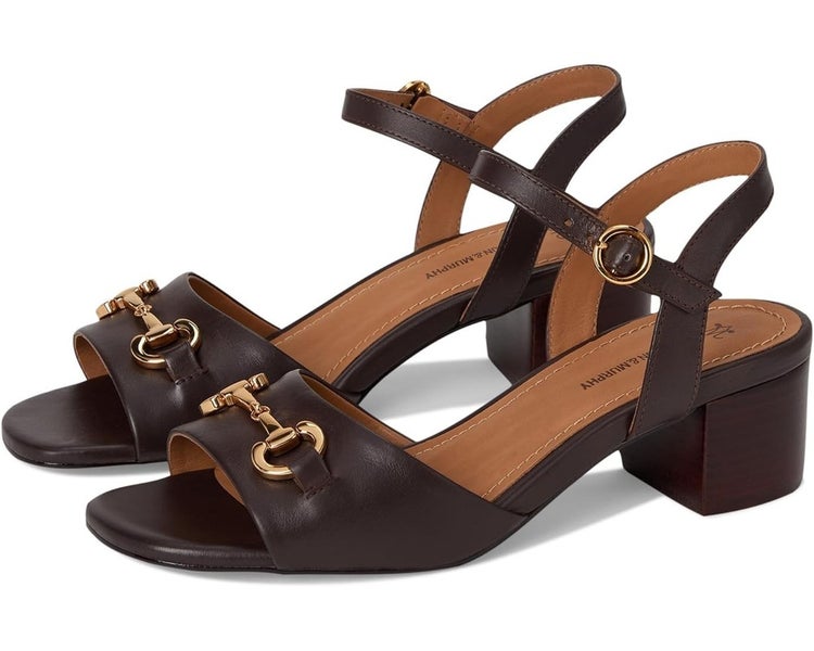 Johnston & Murphy Edith Bit Sandals Women 8M Brown Block Heel Ankle Strap DDK903