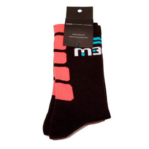 Marc by Marc Jacobs Crew Socks Men's One Size Black Stretch Athletic Wear DAB238