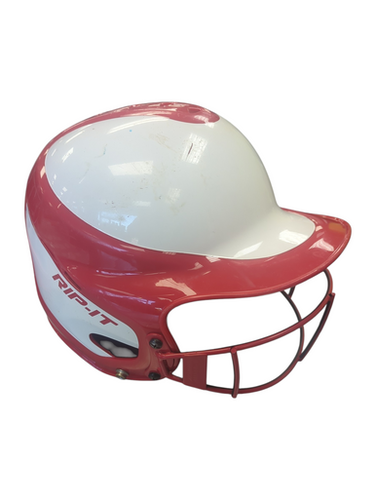 Used RIP-IT STANDARD Batting Helmet w/Mask White And Red M/L 11862-S000093293