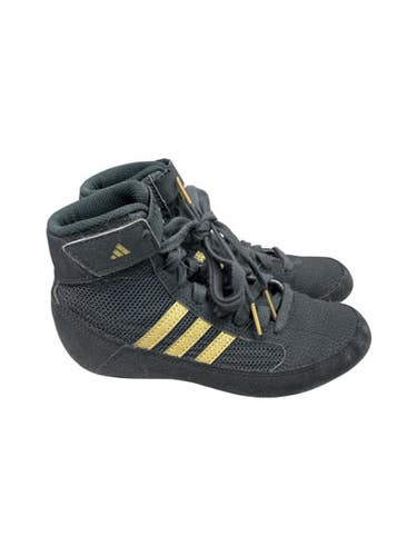 Used Adidas HP6872 GRY/GOLD SHOES Wrestling Shoes Black Junior 01 11862-S000093320