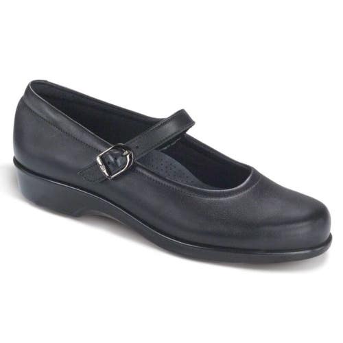 SAS Maria 2160-013 Flats Women's US 7 Black Leather Round Toe Mary Jane ZOGG1502
