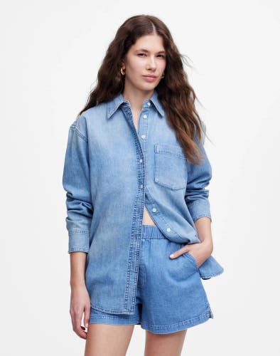 Madewell Shorts Women 2XS Marnie Wash Denim Classic Elastic Waist Pull On RED209