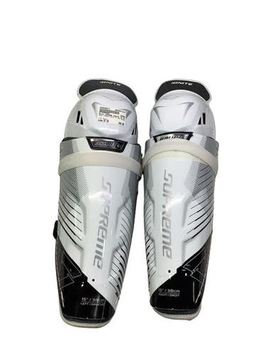 Used Bauer SUPREME IGNITE 15 INCH SHINGUARDS Senior Shin Guards White 15" 11347-S000266471