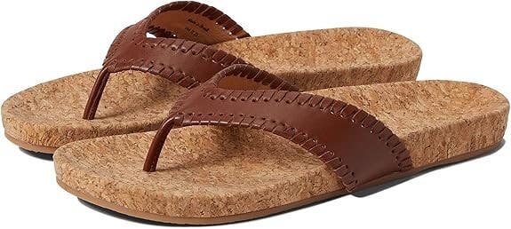 Jack Rogers Thelma Sandals Women's US 5 Mocha Leather Comfort Flip Flop KHD987
