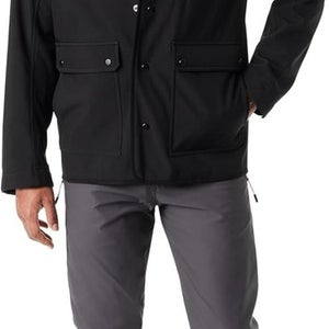 Bass Outdoor Storm System Barn Jacket Men Black Snap Button Removable Hood FTS45
