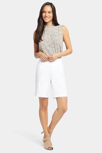 NYDJ Bermuda Shorts Women's 12 Optic White Stretch Linen Blend Belt Loops RED213