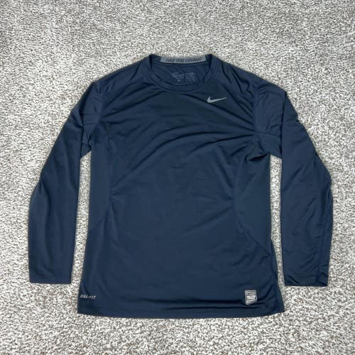Nike Shirt Mens Large Pro Combat Black Dri-FIT Fitted Long Sleeve Athletic Gym