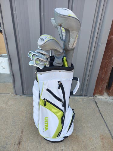 Wilson Ultra BLK 11 Piece Ladies Flex Complete Golf Set Cart Bag NICE