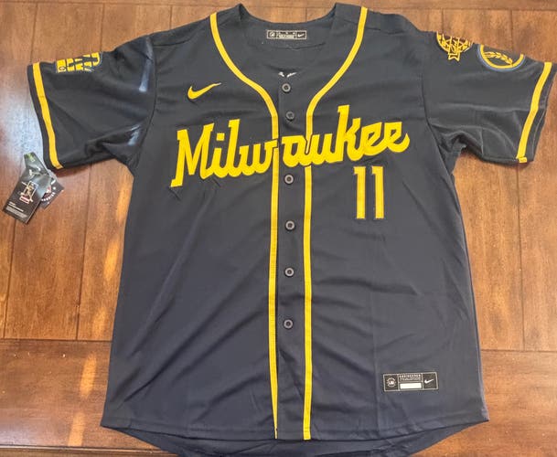 Milwaukee Brewers Jackson Chourio #11 Away Blue Jersey Adult XL NWT