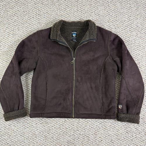 Kuhl Microsuede Sherpa Full Zip Jacket Brown Womens Size Medium
