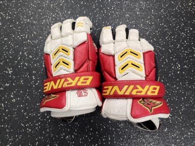 Used Brine KING Lacrosse Gloves Mens Red And White 13" 11849-S000038324