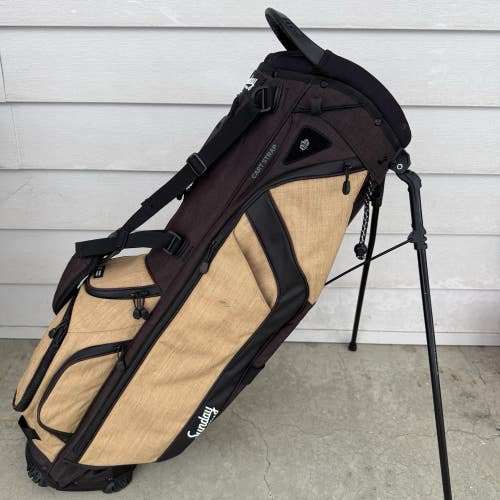 Sunday Golf The Ryder Stand Carry Bag Dual Straps Black Tan 4 Way Dividers