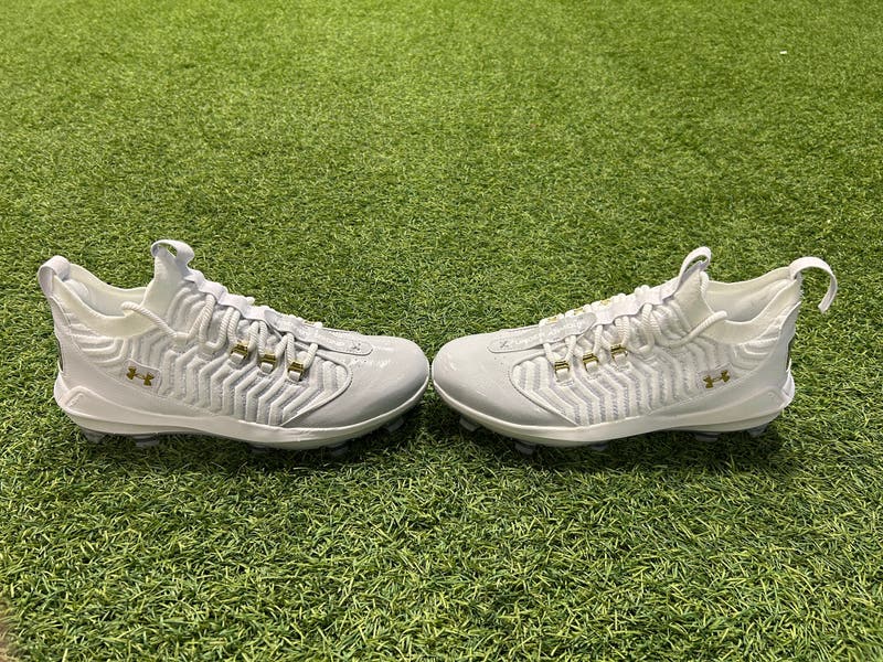 UA Bryce Harper 9 Pro TPU Baseball Cleats White/Metallic Gold 2025 Under Armour Harper 9 Pro TPU Baseball Cleat - Adult  main image 3