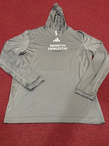 University of North Dakota Gray Medium Adult  Adidas dry for hoodie (New) item#NDMK