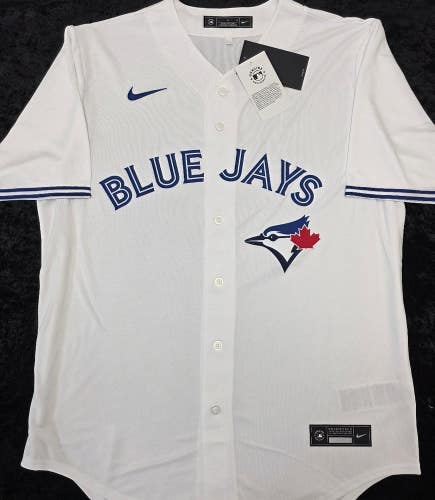 Mens TORONTO BLUE JAYS Sewn 100% REAL Baseball Jersey NWT WHITE $115