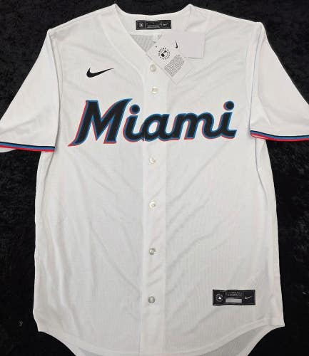 Mens MIAMI MARLINS Sewn 100% REAL Baseball Jersey NWT WHITE $115