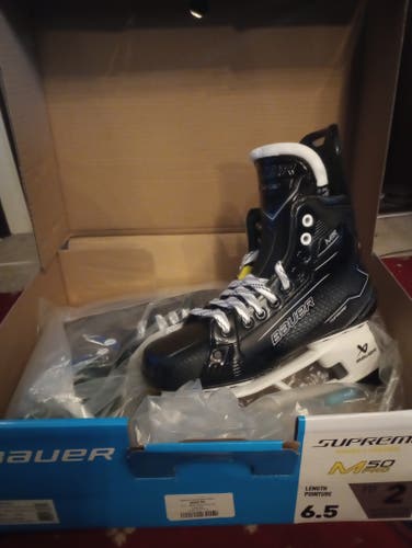 Black/Gray Bauer Supreme M50 Pro Hockey Skates size 6.5 (New) intermediate no blades fit 2
