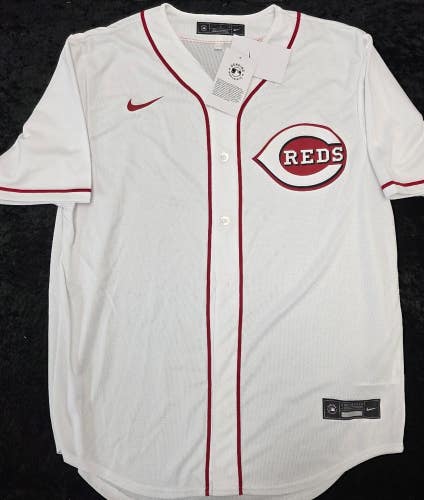 Mens CINCINNATI REDS Sewn 100% REAL Baseball Jersey NWT WHITE $115