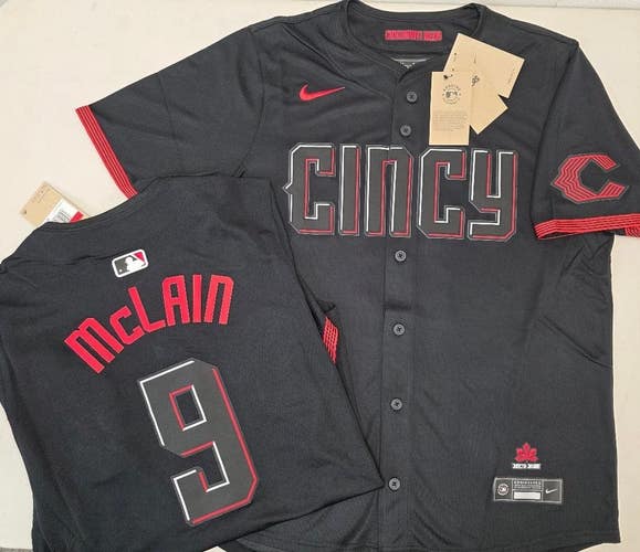 Mens Reds MATT McLAIN Sewn 100% REAL Baseball Jersey NWT City Edition $160