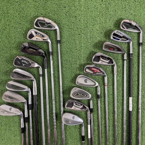 Lot of 17 Misc Golf Club Irons Wedges Cleveland Adams Mizuno Taylormade Ping Etc