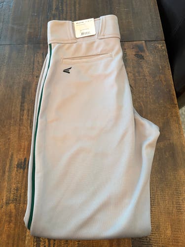 Gray/Dark Green piping  Men's Medium Adult Easton Rival + open bottom Game Pants (New)
