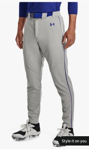 Gray/Royal Blue Piping Men's Medium Adult Under Armour Game Pants (New)