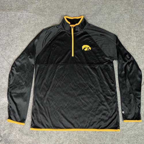 Iowa Hawkeyes Shirt Mens Medium Black Yellow 1/4 Zip Pullover NCAA Football Top