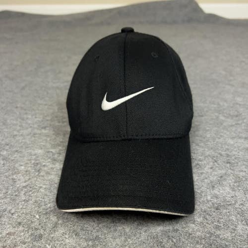 Nike Hat Cap Strap Back Black White Swoosh Embroidered Athletic Mens Golf Medium