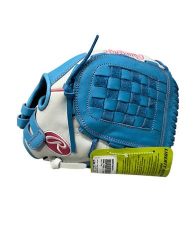 Used Rawlings RLA125-3WCB RH Throw Fastpitch Gloves White And Carolina Blue 12 1/2" 11835-S000206655