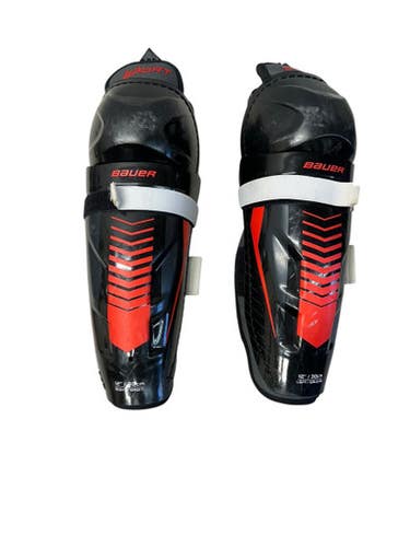 Used Bauer LIL SPORT Junior Shin Guards Black And Red 12" 11835-S000206812