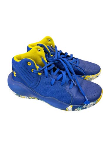 Used Under Armour Basketball Shoes Y Royal Blue And Yellow Junior 04 11862-S000093556